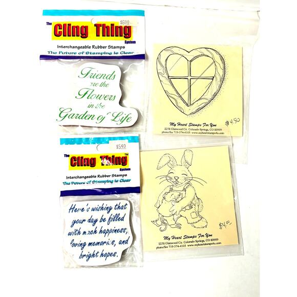 4 Cling Mount Stamps Friendship Card Making Bunny " NEW Scrapbooking Stamping - Picture 1 of 7